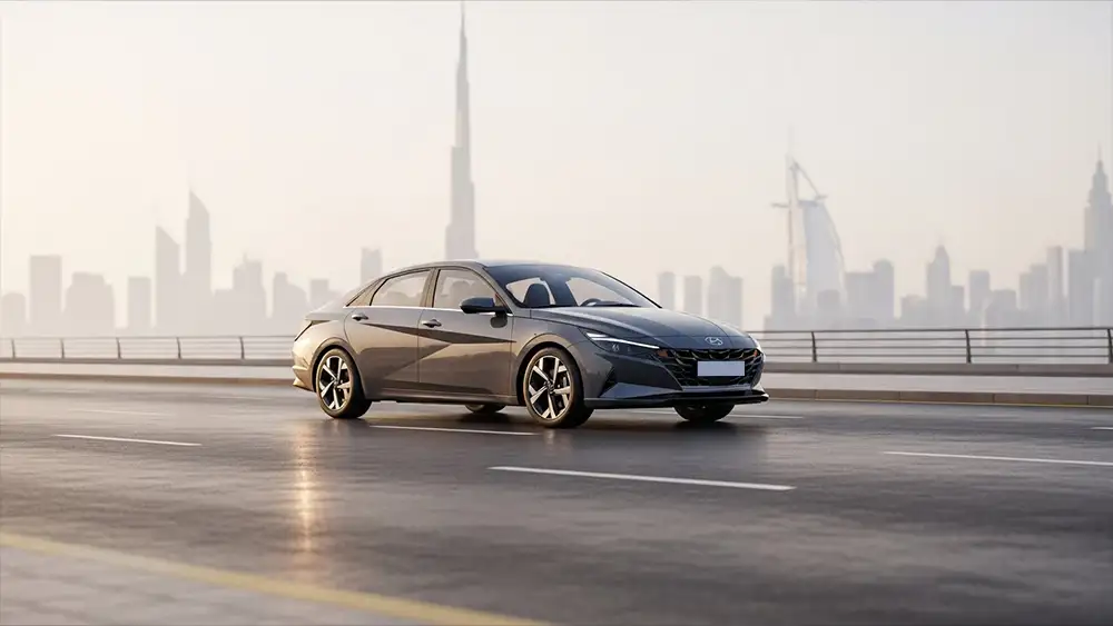Close-up of a technician checking tire pressure on a rental vehicle